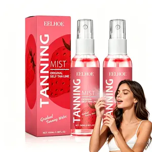 100ml Strawberry Self-Tanning Spray (2/3 Bottle Option) - Glycerin & Hyaluronic Acid Infused, Long-Lasting Natural Bronzer for Golden Wheat Skin, Mild Hydrating Moisturize Self Tanner for Smooth Glowing Body Care