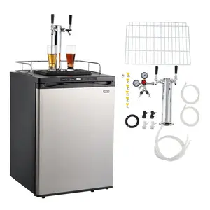 VEVOR Beer Kegerator, Dual Tap Home Draft Beer Dispenser for Ball Lock, Full Size Keg Refrigerator with 5lbs CO2 Tank, Hold 2 Sixth/ 2 Slim/ 3 Ball lock keg, 162L