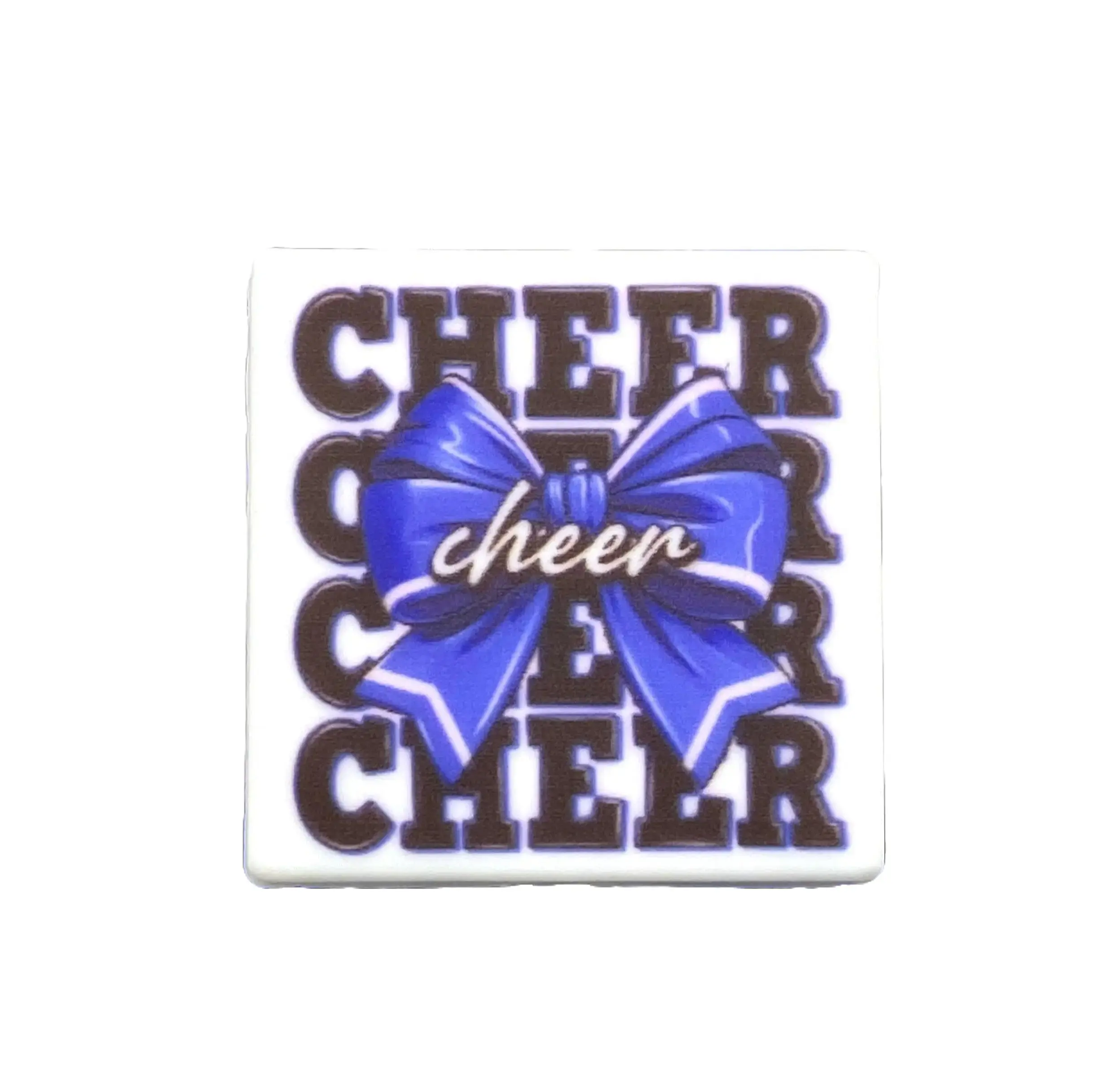1pc CHEER Printed Silicone Focal Beads - ECB Custom Beading & Crafting Cheerleader Gift Ideas