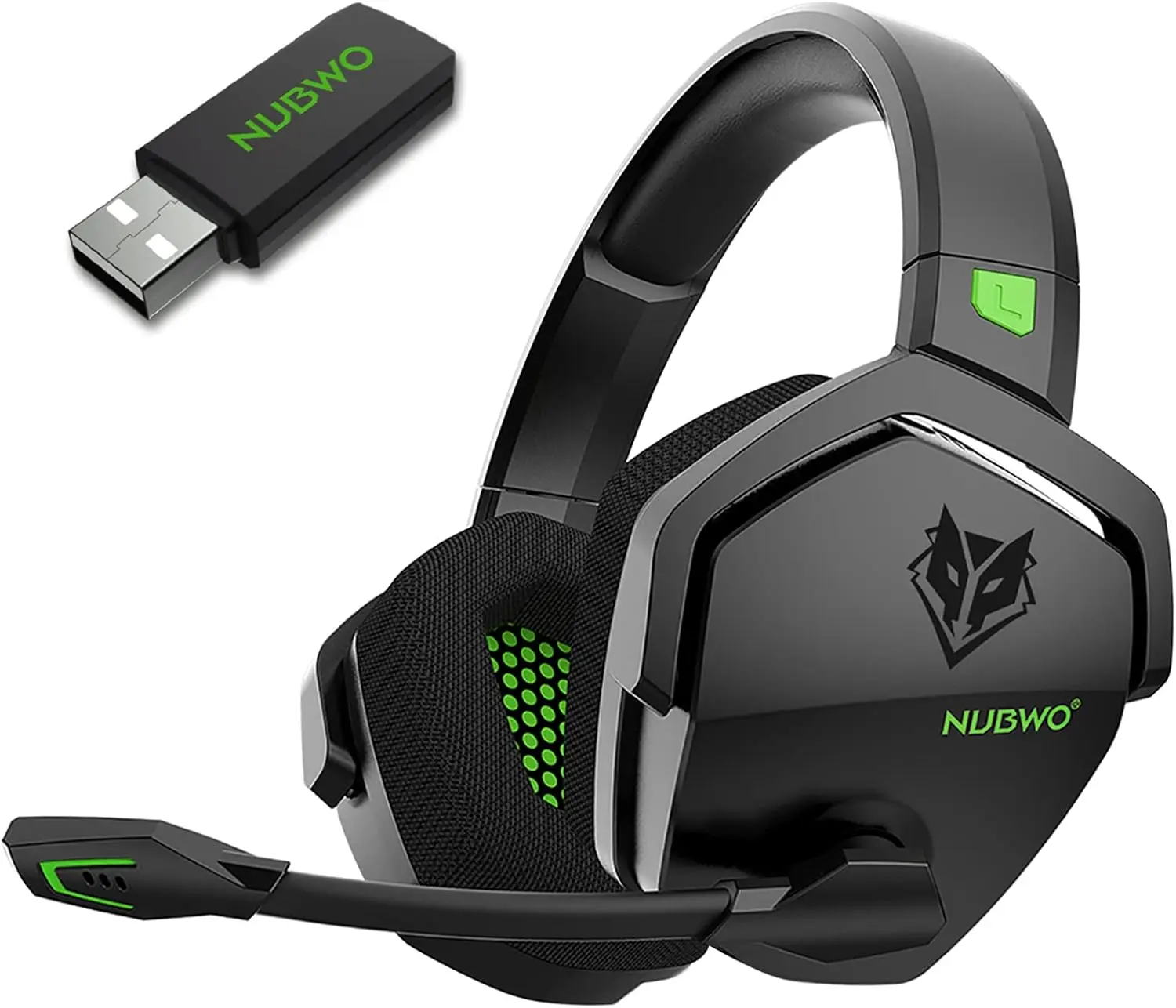 NUBWO G06 Wireless Gaming Headset with 2.4GHz Dongle - 23ms Low Latency Audio, 50mm Stereo Sound, Noise-Canceling Mic, 100Hrs Battery - Headphones for Gaming Compatible with PS5, PC (Not Xbox)