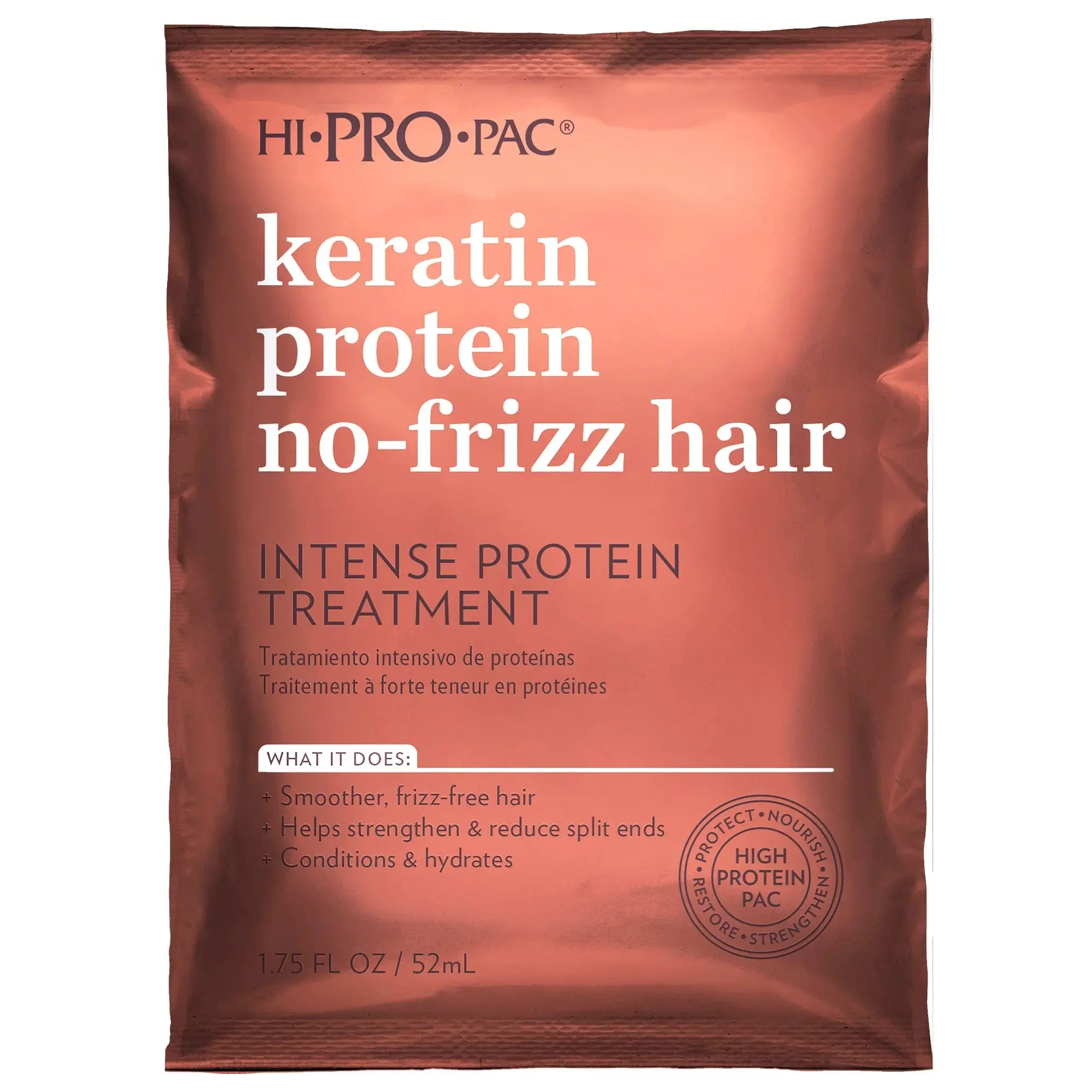 Hi-Pro-Pac Keratin Protein Haircare Treatment - Nourishing, Hydrating Anti-Frizz Mask for Smoothing Dry, Color-Treated Hair, Unisex, 1.75 oz Packet
