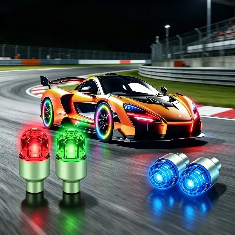 4pc-LED Glow Tire Valve Caps – Vibration-Activated & Waterproof, Bright Auto-Sensing Lights for Wheels, Universal Rim Decor Accessories, Perfect for Car, Motorcycle & Bike Night Riding