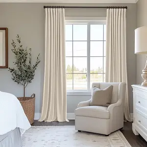 With Clips LIVE ONLY-Black Friday Inovaday 2Pcs Blackout curtains, livingroom bedroom curtains, ring/rod pocket linen blackout curtains, heat insulation, eco-friendly and durability