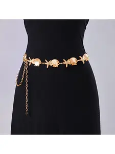 Bohemian-style metal shell with pearl inlay starfish belt accessory, niche design shell pearl waist chain