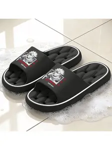 Jujutsu Kaisen Satoru Gojo Hollow Out Slippers, Anime Character Print Non-slip Slides for Men Women, Unisex Slippers, Lightweight Soft Sole Open Toe Sandals, Breathable Quick-drying Footwear for Indoor Outdoor Beach