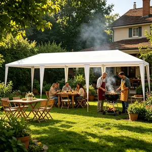 Party Tent, 10' x 20'/30' Outdoor Waterproof Gazebo Canopy Tent w/Removable Sidewalls for Birthday Wedding Events Beach BBQ, Summer Vibes