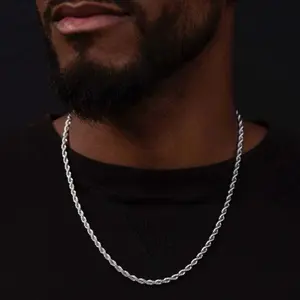 2mm stainless steel Gold color twisted rope chain necklace