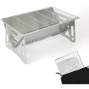 Mini Portable Charcoal Grill,Small BBQ Grill Tabletop Fire Pit for Camping Patio Outdoor Stainless Steel Camping Folding Barbecue Grills Backpacking Grills