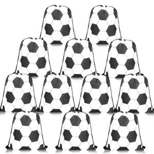 12-Pack Polyester Drawstring Bags, Portable & Reusable for Football, Birthday, Christmas, Halloween Parties, Ideal for Gifts & Candies, Loot Bags