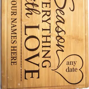 Customized Season with Love Cutting Board - Personalized Engraved Bamboo Chopping Board for Kitchen Decor & Gift