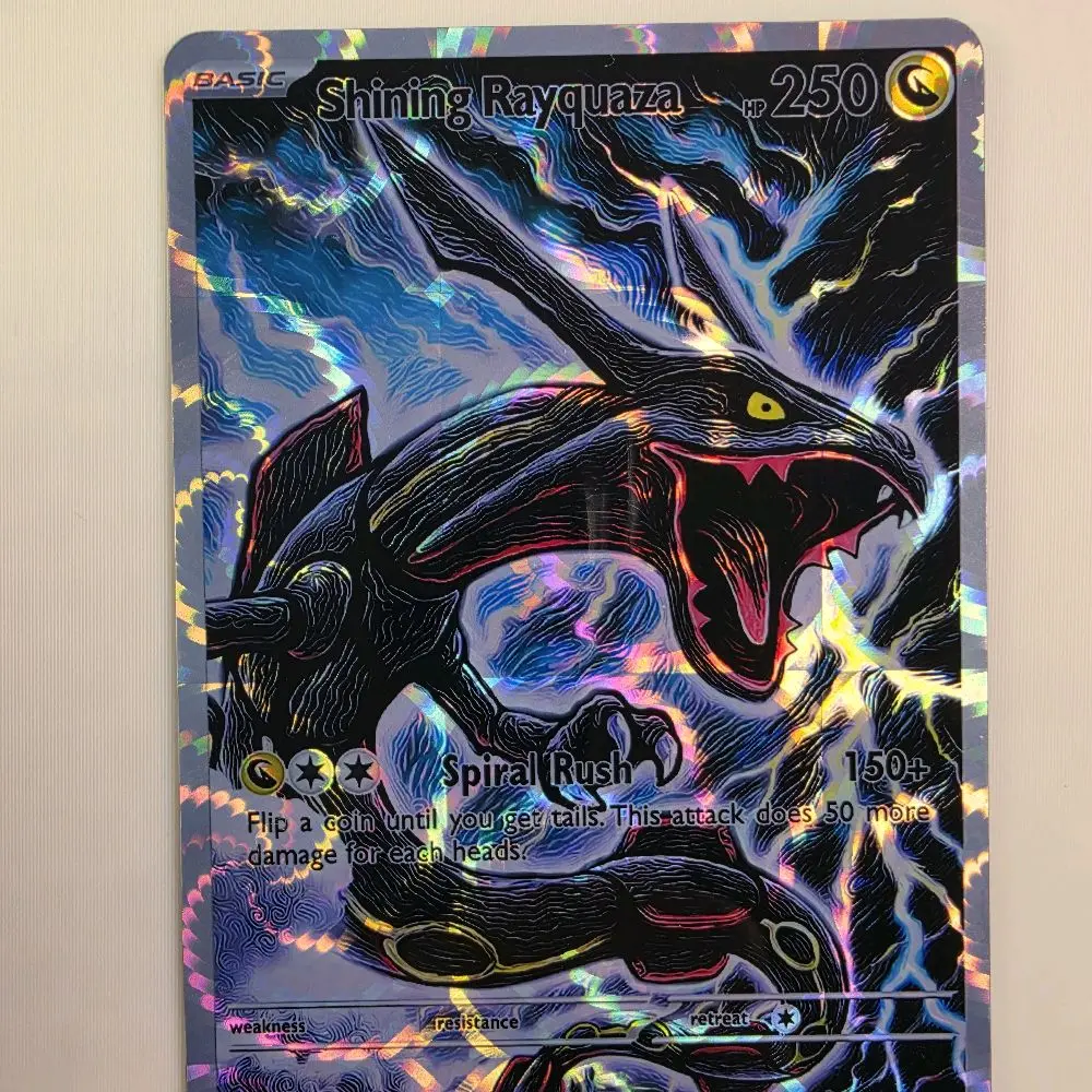 Custom Shining Rayquaza Holo Display Card – Hypno Swirl Foil Art Card