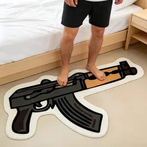 American Trendy Cartoon Gun Shape Living Room Bedroom Rug Mat, Washable Easy Clean Plush Carpet, Home Decor for Sofa Coffee Table Wardrobe Entrance