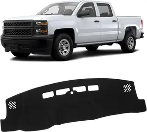 KUST Car Dash Cover for 2014-2018 Chevy Silverado/GMC Sierra 1500, 2015-2019 Silverado/GMC Sierra 2500HD 3500HD Polyester Non-Slip Custom Fit Dash Mat Center Console Dash Cover No Glare Black
