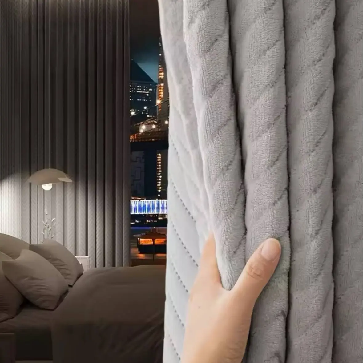 1pc Soundproof Cold-proof Warm thermal insulated Curtain for Bedroom Living Room Super Professional Sound-absorbing Road Full Shading and Windproof