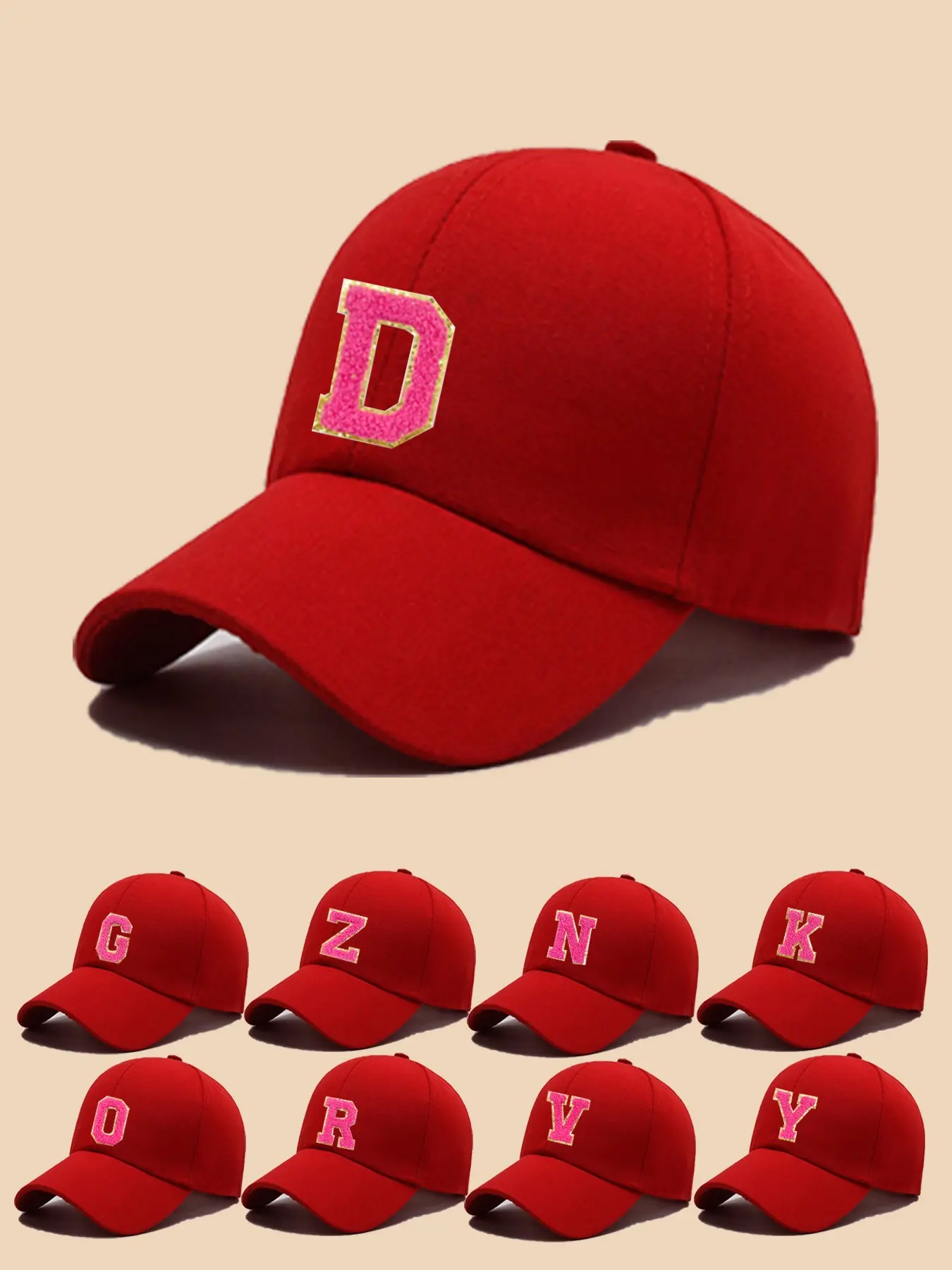 26 letters Customizable Letter Baseball Hat, Adjustable Snapback Cap, Breathable Adjustable Design, Travel Outdoor Activities, All-Season Fitted Style