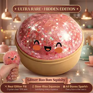 Viral Dumpling Squishy Mystery Blind Box ULTRA RARE Glitter Hidden Edition Bao Bun Slow Rise Squeeze Ball Soft TPR Butter Squishy Toy Sensory ASMR Kawaii Collectible Anxiety Stress Relief Fidget Gift outdoorfun