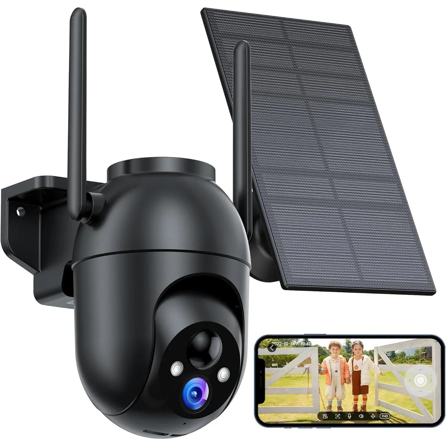 2-Megapixel Solar-Powered Wireless 1-Camera Home Security System - Solar CCTV Camera, Wi-Fi Enabled, Battery-Powered, IP66 Waterproof, Motion Alarm, Night Vision, Remote App View, Manufacturer Warranty, Manufacturer Warrenty