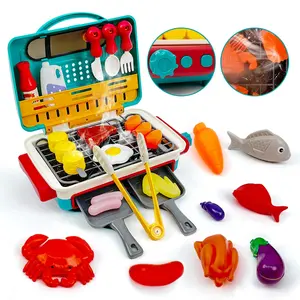 [Magic Toys] BBQ Cooking Kitchen Set, BBQ Grill Toy Set,  Color Changing Pretend Play, Little Chef Play