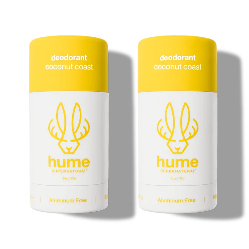 Hume Supernatural Deodorant 2-Pack, Plant & Probiotic-Based-Sensitive Skin Safe-Baking Soda Free