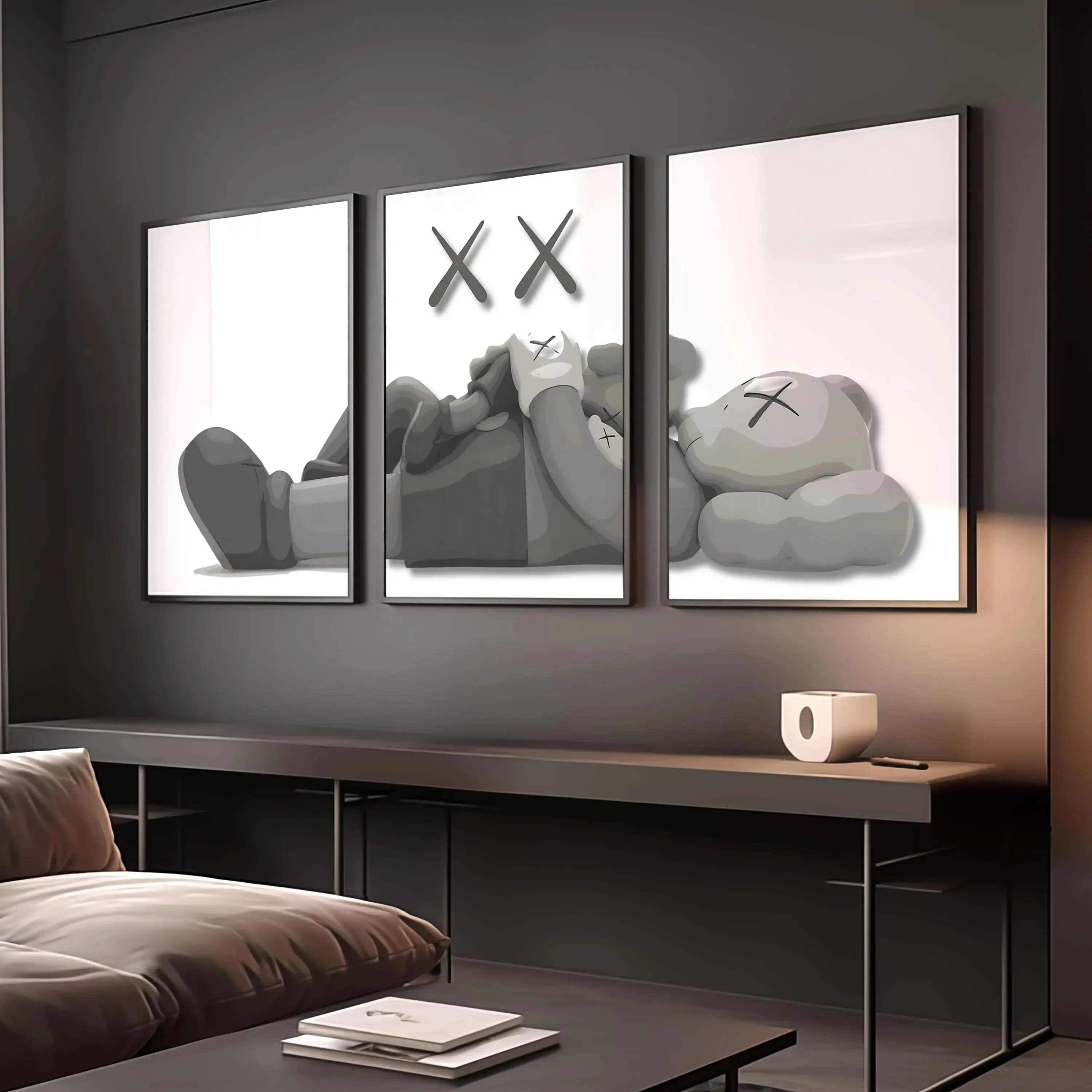 KAWS Poster Set of 3 - Multi-Size Minimalist Graffiti Flowers Print (5x7,8x10,16x20,20x30,A1,A2) - Hypebeast Artwork, Living Room Home Decor, Ideal Gift for Art Lovers, 18X24, Brighten Your Space