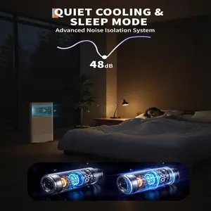 10000 BTU Portable Air Conditioner - For Rooms Up to 450 Square Feet Cooling Fan and Dehumidification Floor-Mounted Air Conditioner 24-Hour Timer Window Kit Included Black and Gray Top Cover