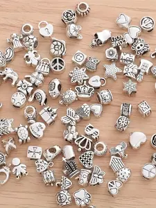 20/30/40 Piece Mixed Color Metal Large Hole Beads Set, Assorted Styles for Bracelet Jewelry DIY Making, Perfect for Crafting