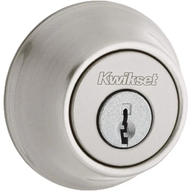 Kwikset 5064909 Satin Nickel Single Cylinder Keyed Deadbolt Door Lock - 2-7/16 in Height, Adjustable Latch Backset, Easy Install for Standard Doors, Commercial/Residential Lock Latches & Bolts