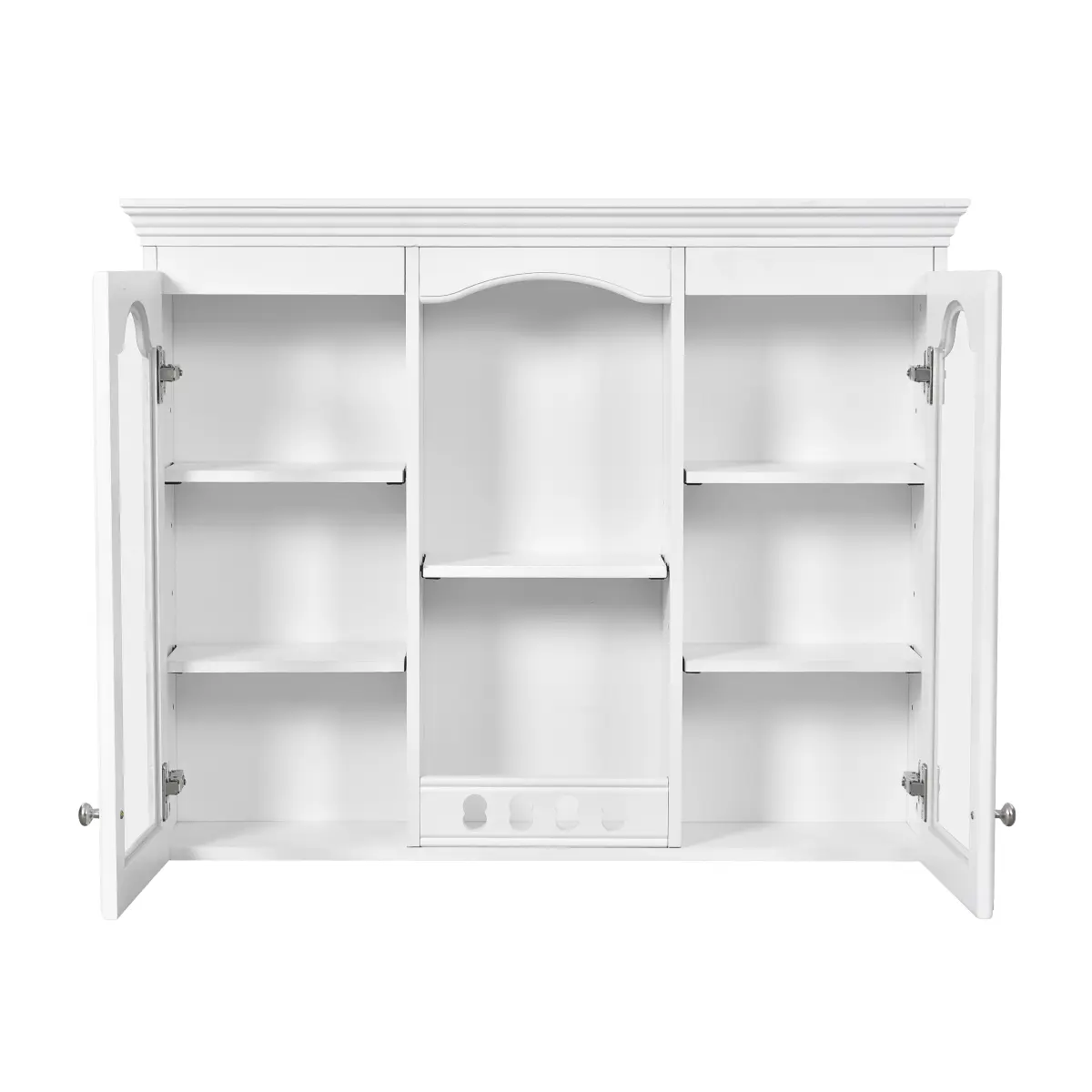 35.27in White American Retro Wall-Mounted Bathroom Medicine Cabinet - MDF & Rubber Wood Double-Door Organizer with Adjustable Shelves, Open & Closed Storage, Classic Multi-Compartment 5-Level Double-Door Wall Cabinets for Home Decor, Classic Wall Cabinets