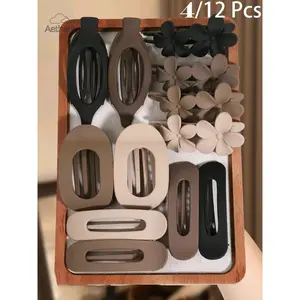 12pcs Duckbill Clip Female Back Head Flat Claw Clips, Shark Clip Flat Oval Duck Clip Princess Hair Grasp Hairpin Women Flat Clip, Suitable for Thick Hair, Matte Large Duckbill Clip Strong Fixation No Slipping Multicolor Gift Hair Claws Hair Clip Set