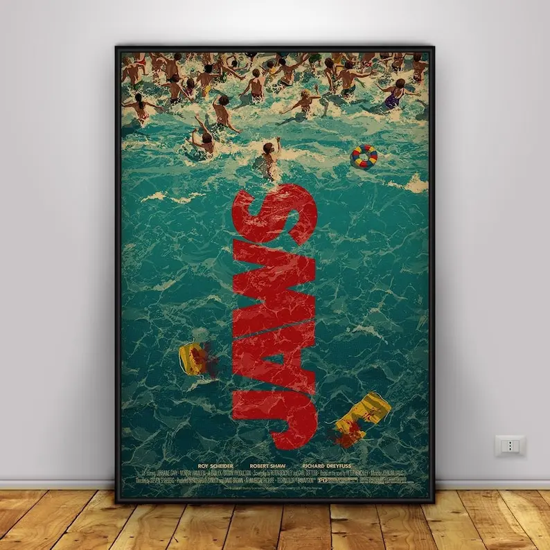 Chief Brody and Great White Shark Wall Art, Jaws Movie Poster