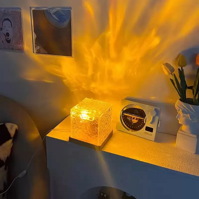 Rechargeable Waterproof Shower Lamp - 16-Color Ocean Wave Projector Lamp, USB Powered, Remote-Controlled, Dimmable, Spinning Colorful Lights, Contemporary Decor for Bathroom, Bedroom Festive Use
