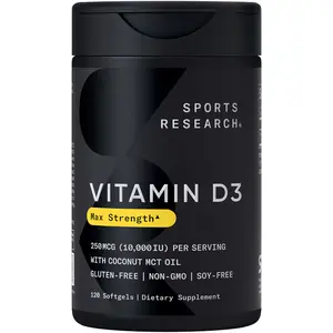 Vitamin D3 10,000 IU with Coconut MCT Oil - High Potency Vitamin D Supplement