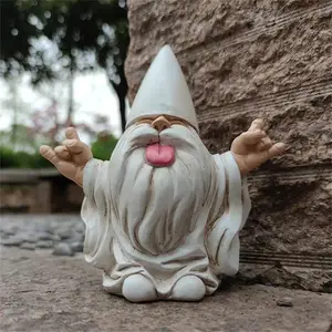 Rustic-style weather-resistant resin gnome statue for outdoor garden decor, cute tabletop ornament, whimsical garden figurine, charming home decoration, perfect gift for music lovers, gardeners, fairy garden enthusiasts, and collectors