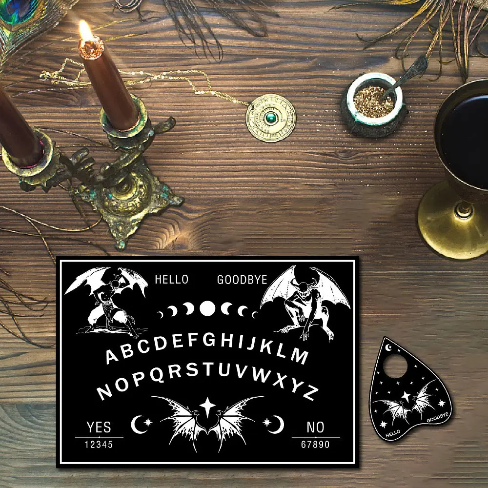 Spiritual Board Game Set, Pendulum Ouija Board with Pointer, Tarot Cards, Fortune Telling Tools, Large Rectangular Board, with Letters, Halloween, Tabletop Games, Party Board Game