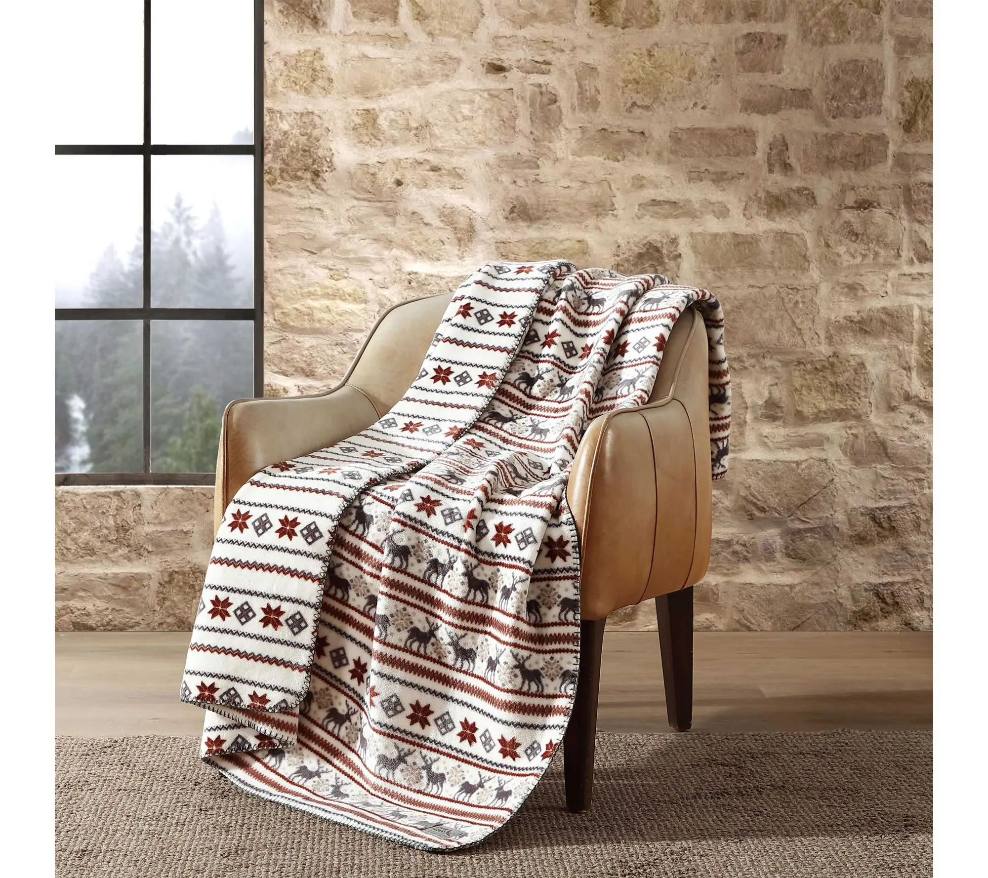 Eddie Bauer Snowflakes Reversible Lush Flannel 60x70 Throw