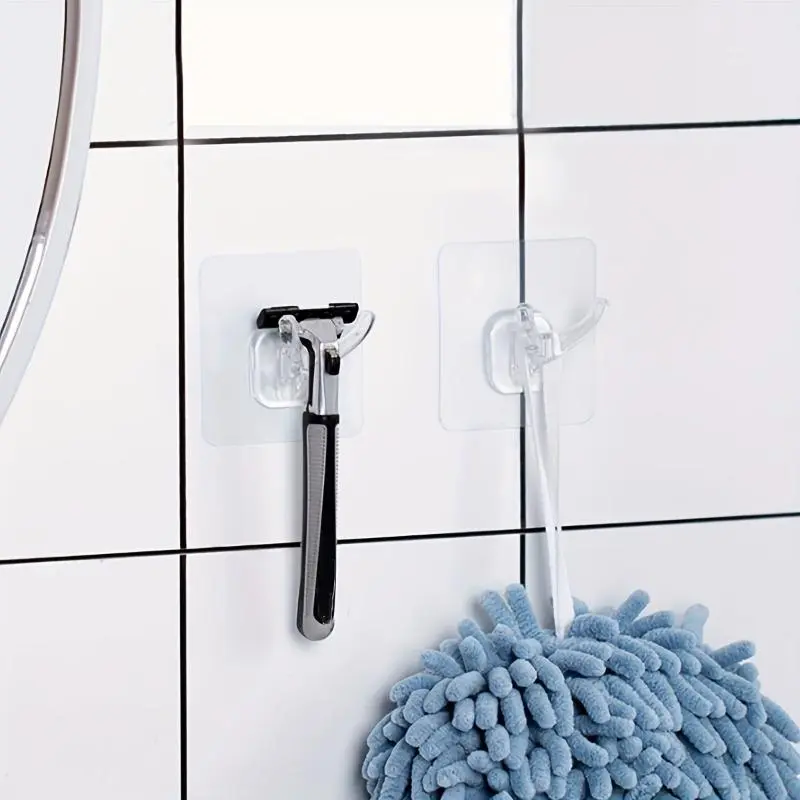 Transparent Adhesive Hook Shower Wall Shower Shaver Holder Shaver Storage Holder Suitable For Bathtub Storage And Storage Shower Hooks, Kitchen Storage Holder Suitable For Shaver Plug Towels, Bathroom Organizing Accessories