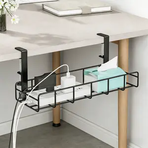 Adjustable Under-Desk Power Strip Organizer Space-Saving Desk Organizer Cable Management Rack