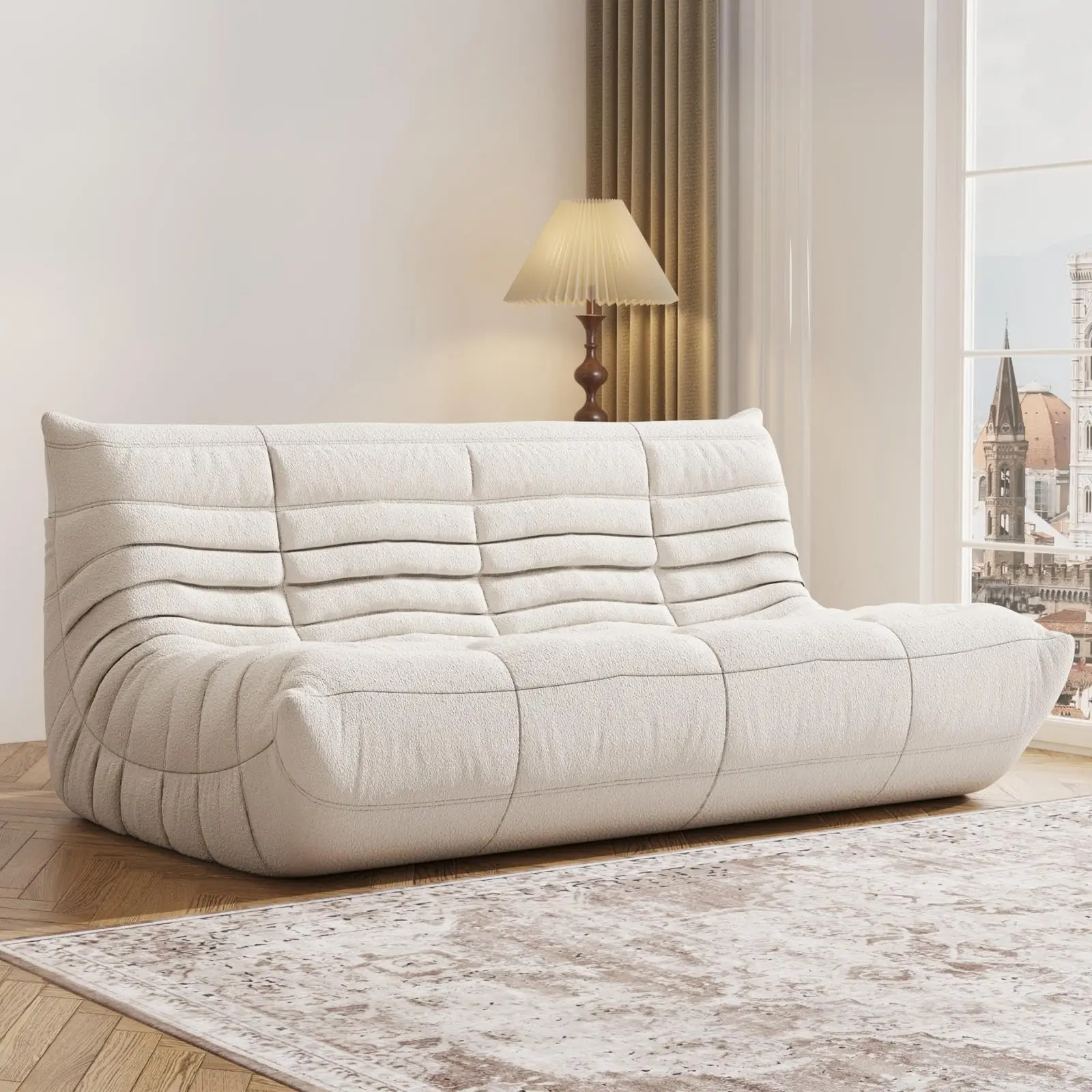 Large Bean Bag Chair for Adults, 3 Seater Large Bean Bag Chair Sofa, Fireplace Chair Lazy Sofa Chair, High Density Comfort Foam, Modern Bean Bag for Living Room, Bedroom, Office