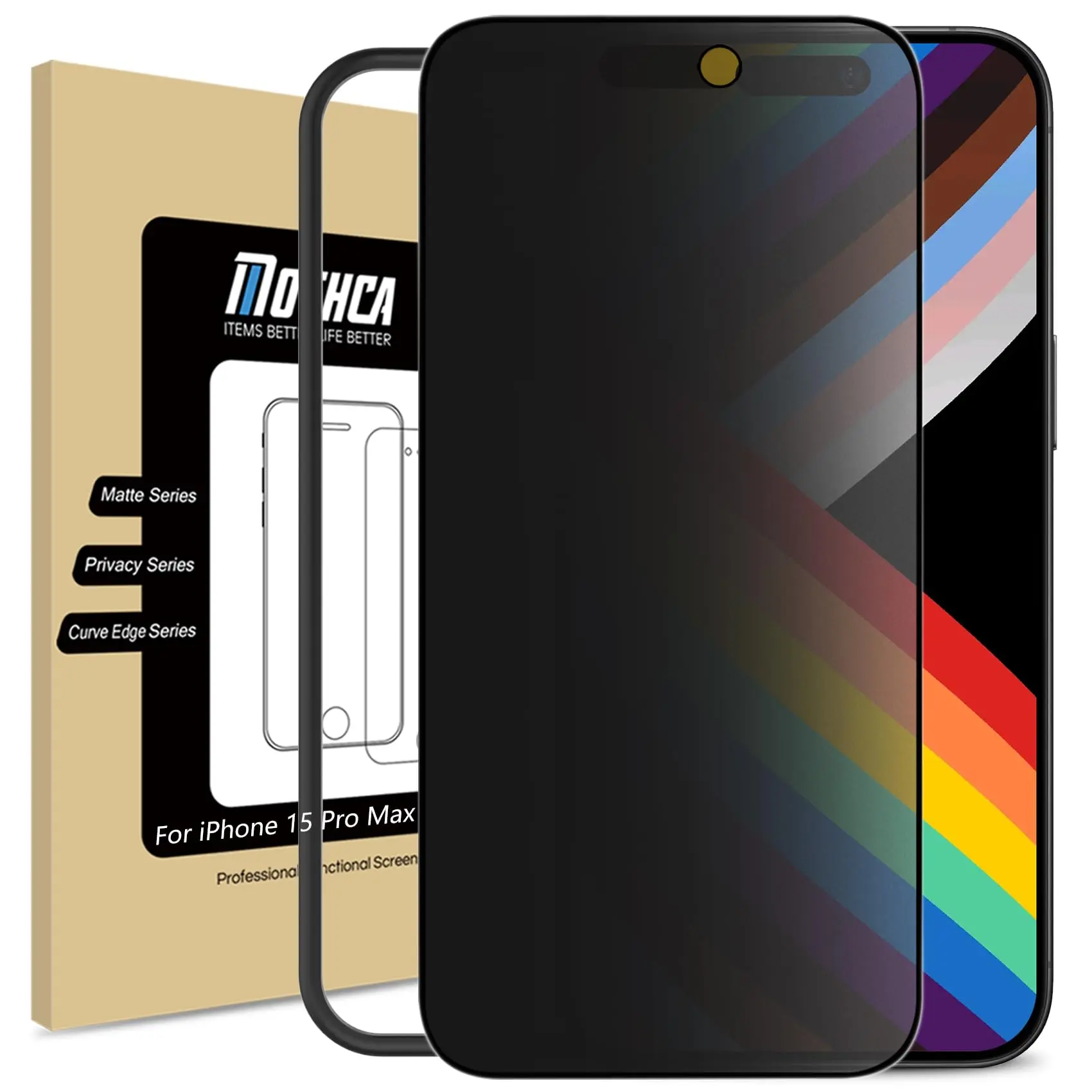 Mothca Matte Privacy Screen Protector for iPhone 13/14/15/16/17/18 Pro Max Plus with Easy Installation Tool, Anti Spy Anti Glare Full Coverage Tempered Glass Film, Anti-Fingerprint, Case Friendly Smooth as Silk Protective Shockproof