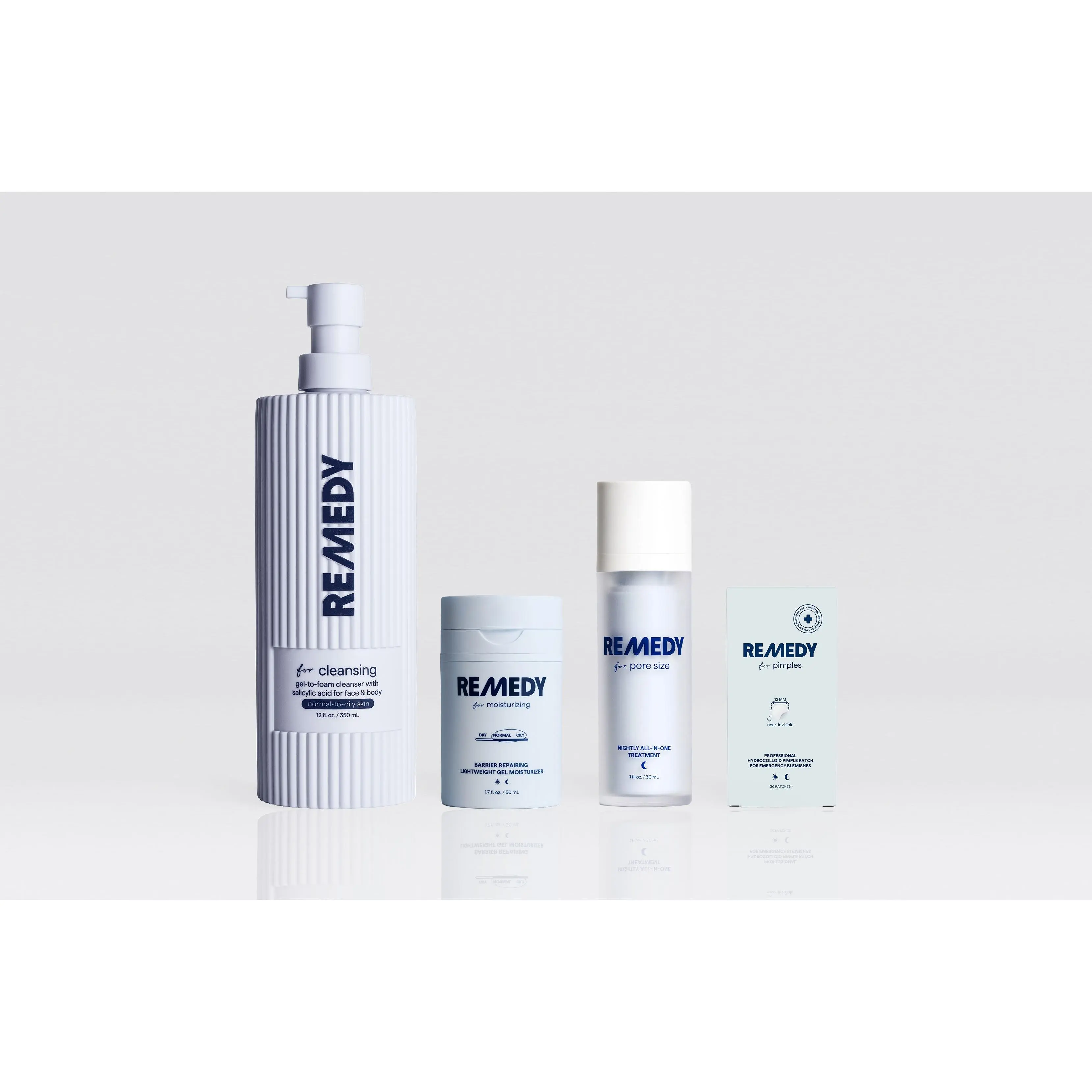 Pore Minimizing Protocol -  New 12 Oz Gentle Exfoliating Cleanser + Lightweight Gel Moisturizer + Pore Size Treatment + Pimple Patches
