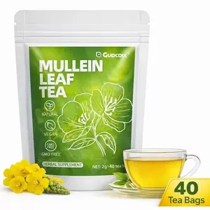 Gudcoix Pure Mullein Leaf Tea - Herbal Supplement for Breathing Support Natural Vegan GMO Free 40 Tea Bags for Lung Wellness Beverage