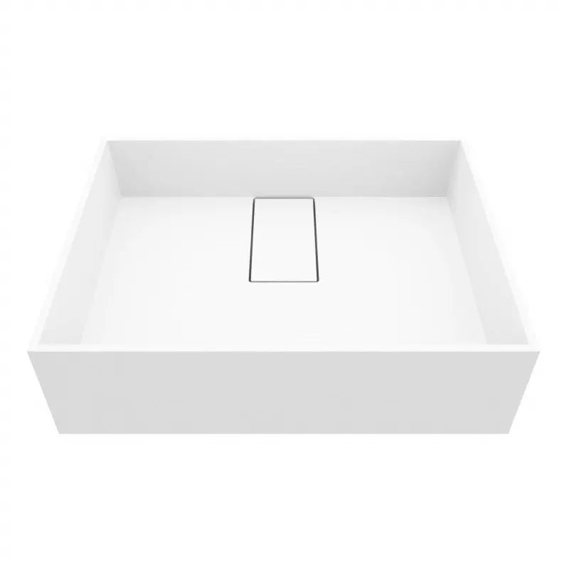 Bryant Matte Stone™ Vessel Sink – Matte White Composite, Compact Rectangular Above-Counter Design, Integrated Drain Plate, ADA & cUPC Certified