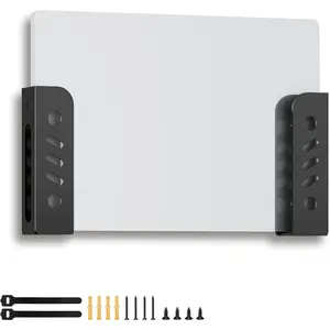 Metal Wall and Under Desk Laptop Mount with Screws Universal Wall Mount Bracket for Laptop/Tablet/Keyboard/Surface/Switch and More 32mm/1.26" Thick Adjustable Laptop Holder with Anti-Scratch Pads