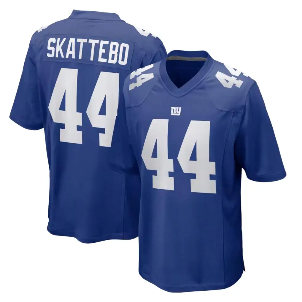 Full Print NY Giants Royal/White Skattebo #44 Royal Football Jersey, Men's Breathable V Neck Short Sleeve Athletic Shirt, Team Game Uniform, Sports Fan Apparel, Unisex Gift for Football Fans