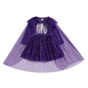 Toddler Baby Girl Halloween Costume Spider Witch Black Dress Long Sleeve Orange Tulle Tutu Skirt Cute Halloween Clothes