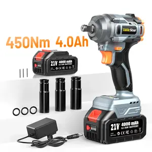 TaskStar 450Nm Impact Wrench, 332Ft-lbs 1/2'' Cordless Electric Wrench, 3 Speed Powerful Brushless Impact Driver for Car, Pickup Nuts, 4.0Ah Battery, 3 Sockets, Fast charger, Storage Bag