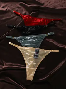 Women's Satin Thong Panties Set, Underwear, Smooth Comfortable Design, Perfect Gift for Women, Ideal for Home & Vacation, Valentine's Day Present