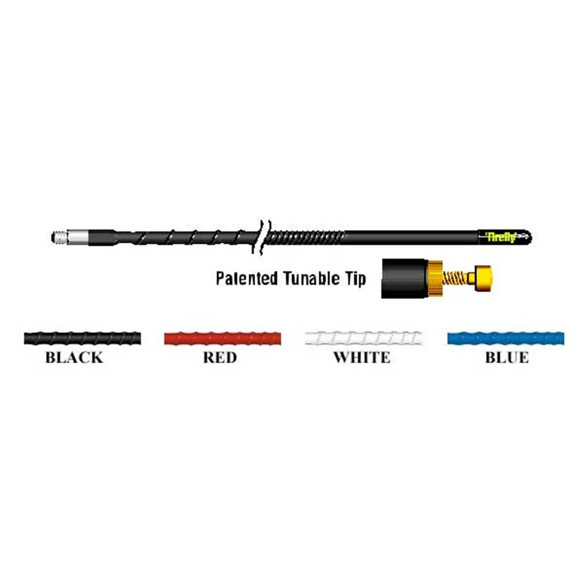 212 MAIN Firestik 3 ft. Firefly Antenna - Red, Lightweight Top-Loaded Mountable Antenna with Tunable Tip, Universal Fit for Boating & Water Sports