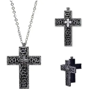 SquidsNecklaceGame–3DCrossPendantwithSecretStorage,Ten-ShapedCharm,AntiqueHandmadeJewelryforMen,UniqueGamerGift&FashionAccessory