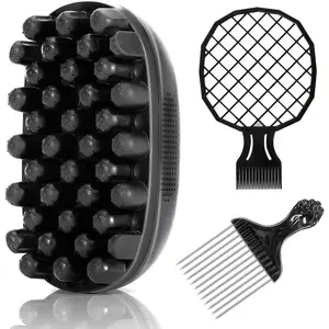 Hair Curling Sponge Comb Set with Gloves, 3-Piece Flexible Styling Tool Kit, No Heat Hair Styling Tools, Beauty Care Accessories